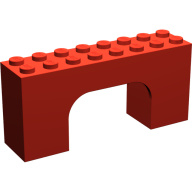 Lego kostka (kostička) most oblouk 2x8x3, červená (474321)